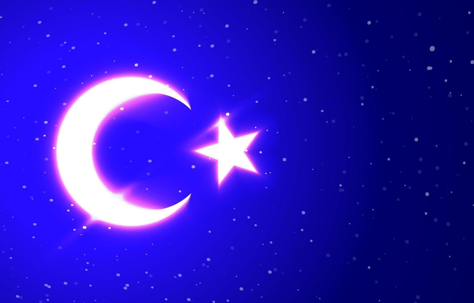 türkische flagge neon sonderkollektion. Laden Sie den einzigartigen superhellen Neonmond- und Sternenvektor herunter. Licht platzen. Design-Element lineares Neon-Symbol. Jeden Abend ein tolles Werbeplakat. vektor