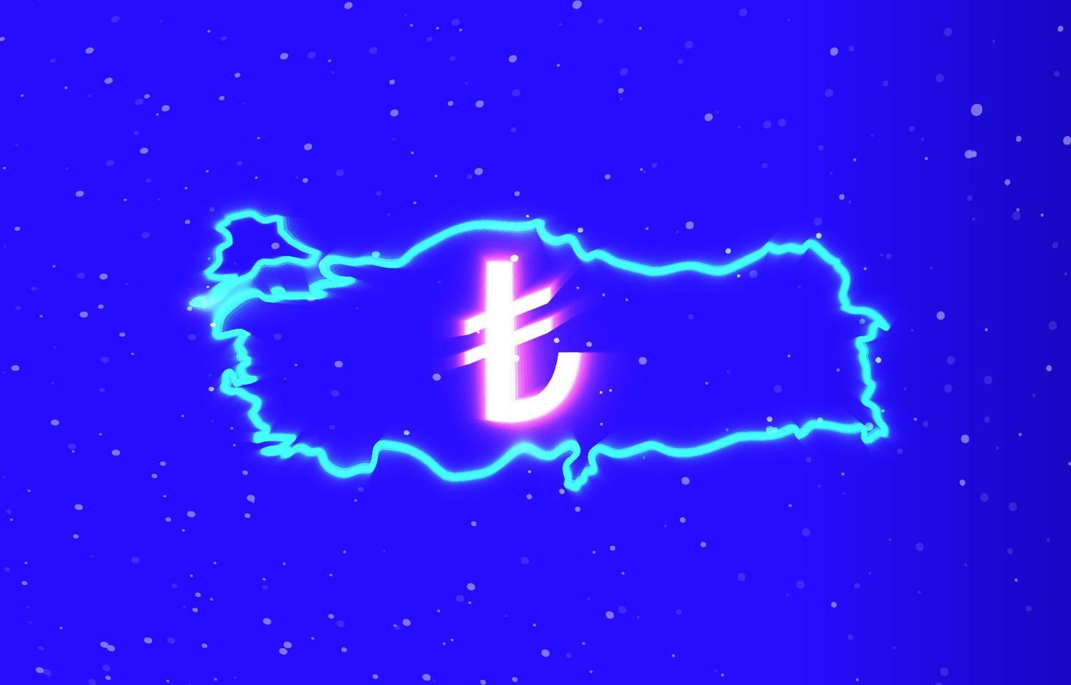 privat samling av turkiska lira pengar ikon neon med kalkon karta. ladda ner unik superglödande neonlandskarta med lira myntvektor. ljus sprack. linjär neon med designelement ikon. vektor