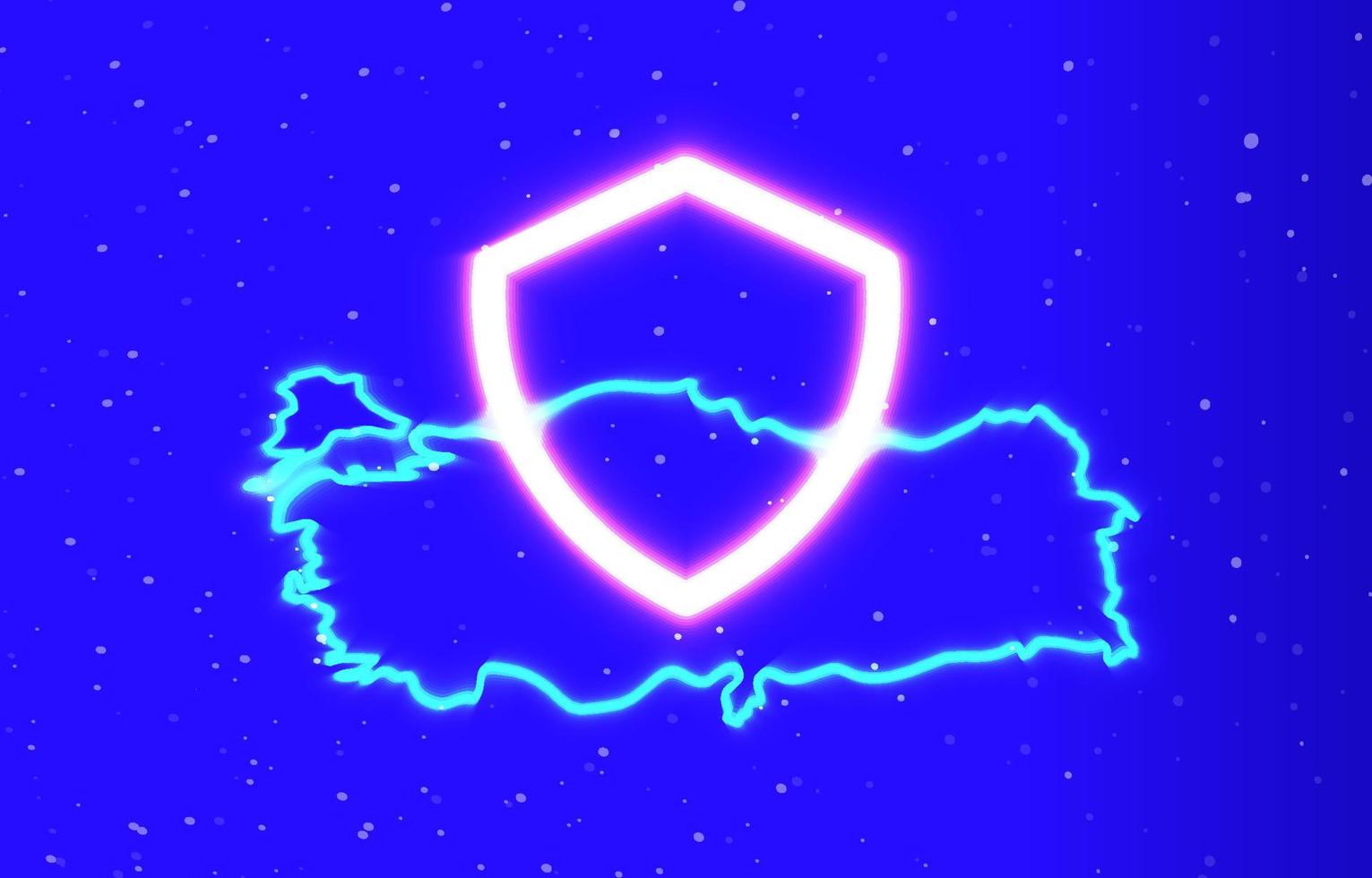 Firewall-Neon-Privatsammlung mit Truthahnkarte. Laden Sie den Wachvektor mit der einzigartigen super leuchtenden Neon-Landkarte herunter. Licht platzen. cooles lineares Neon mit Designelement-Symbol. vektor