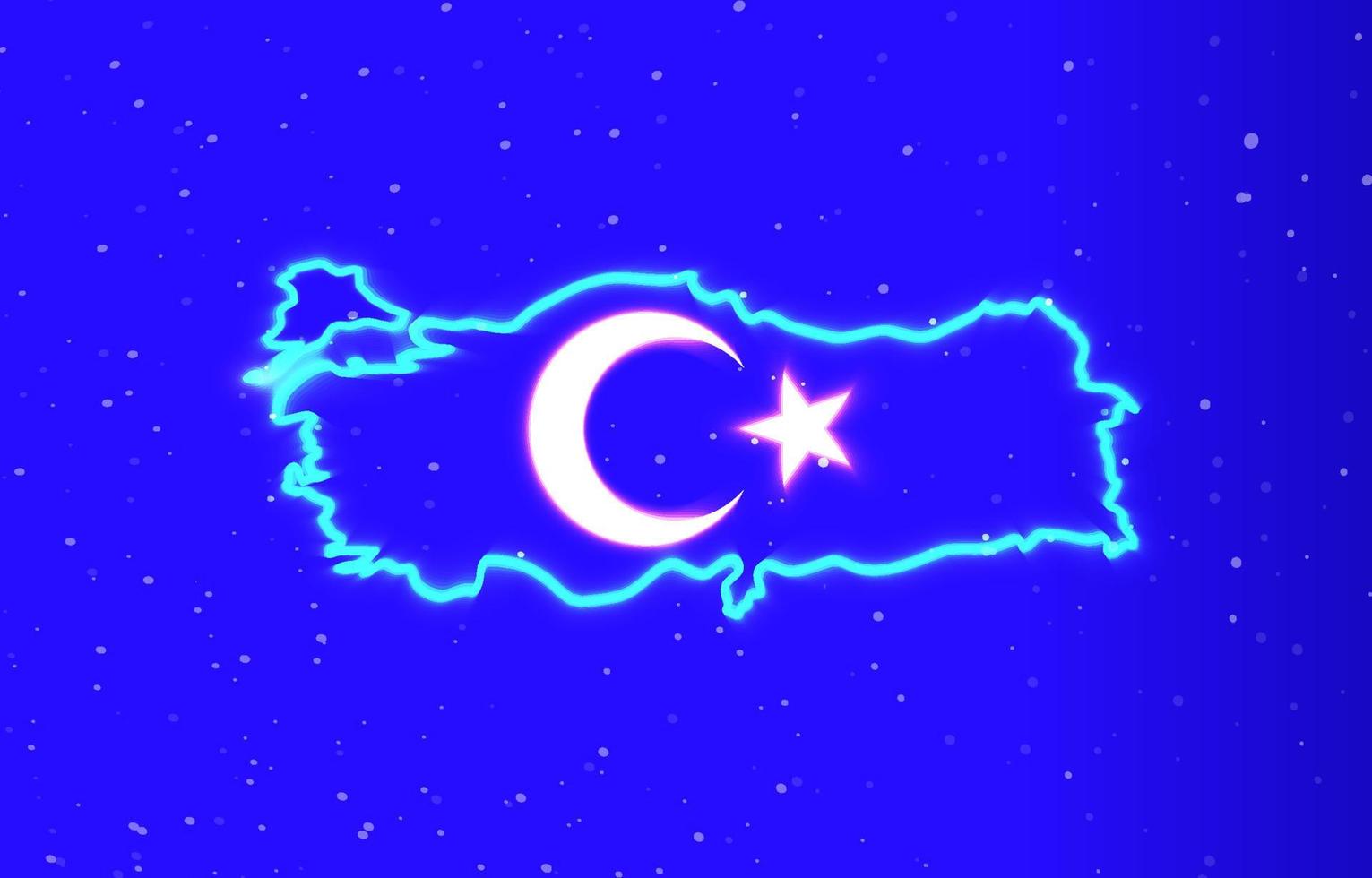 turkisk flagga neon privat samling med kalkonkarta. ladda ner flaggvektorn inuti den unika superglödande neonlandskartan. ljus sprack. cool linjär neon med designelementikon. vektor