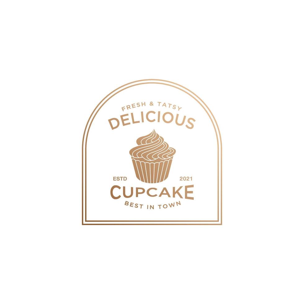 cupcake logotyp designmall vektor premium, bake shop, bageri logotyp, bröd färskt, baka hus