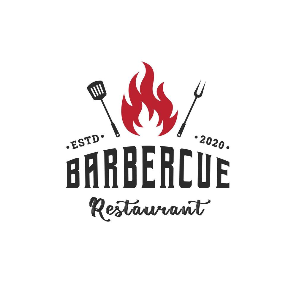 Barbercue-Logo-Vorlage, Grill und Grill, Steakhaus, Grill vektor