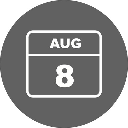 8. August Datum an einem Tageskalender vektor