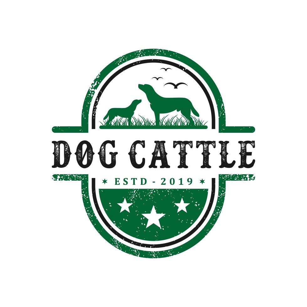 vintage boskap hund logotyp formgivningsmall vektor