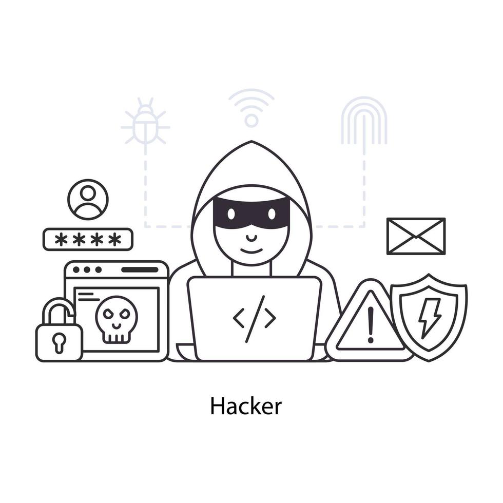 eine bearbeitbare Designillustration von Hacker vektor