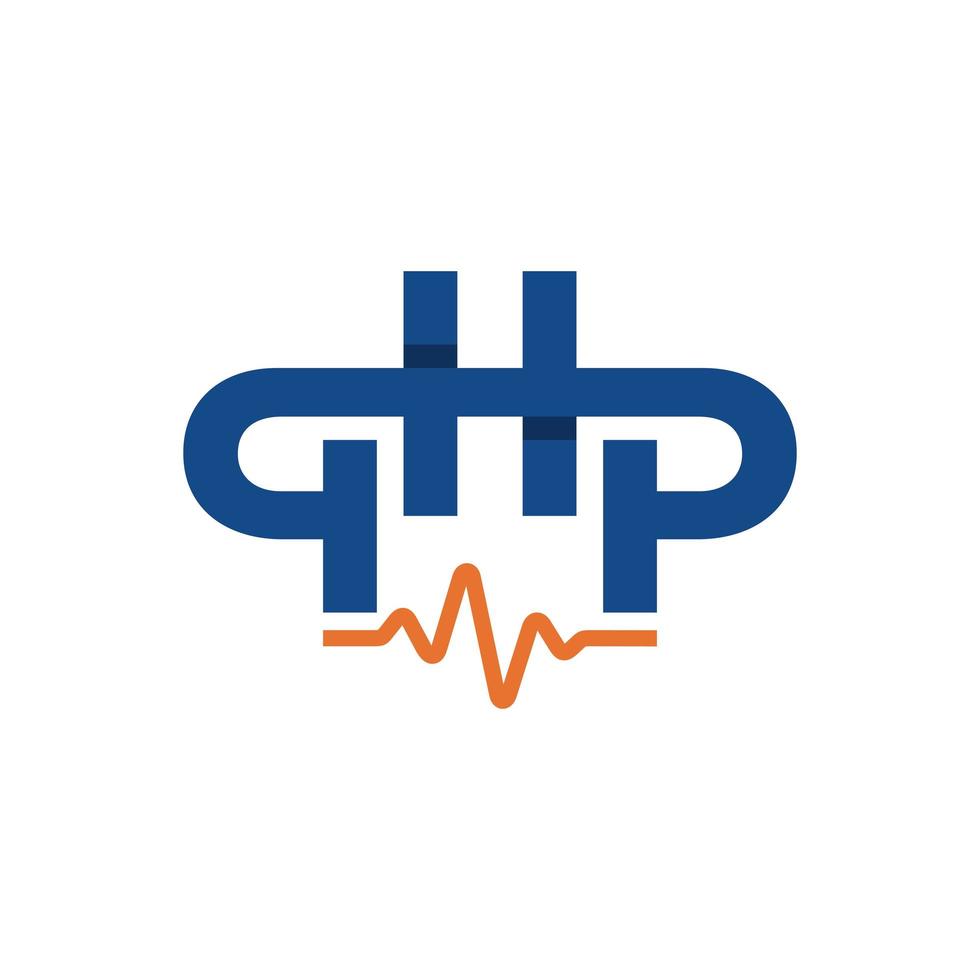 hälsa emblem logotyp med bokstaven hp vektor