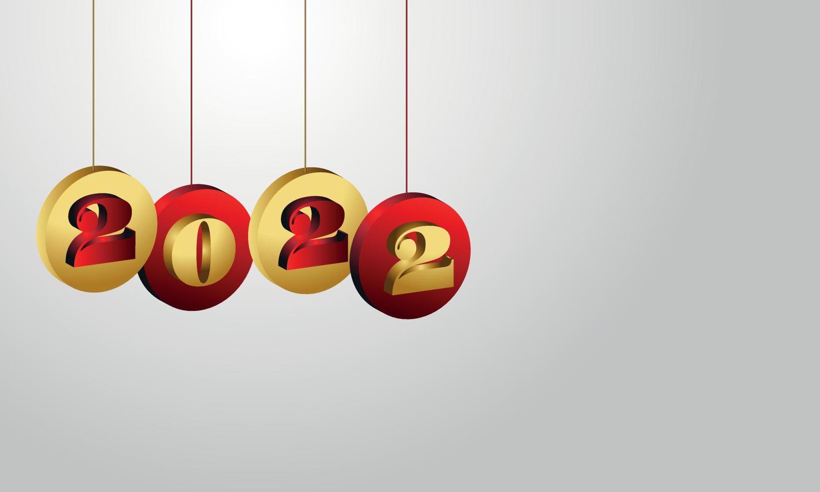 3d gott nytt år 2022 gratulationskort med hängande illustration vektor