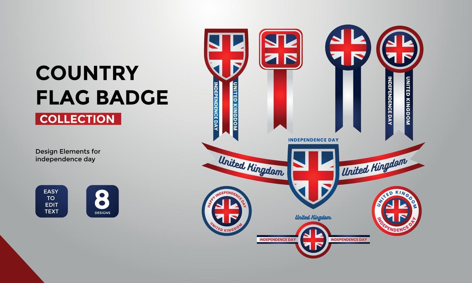 Storbritannien land flagga vektor badge samling