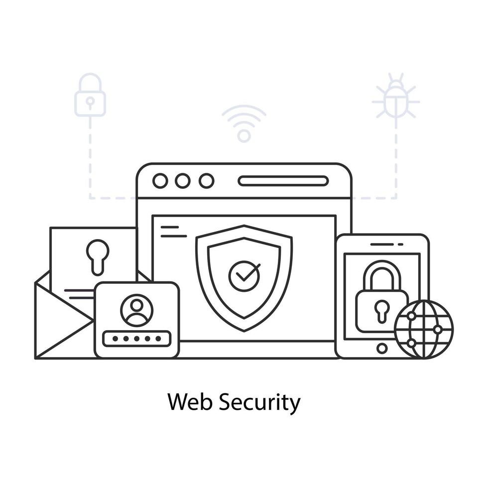 ein trendiges Vektordesign für Websicherheit vektor
