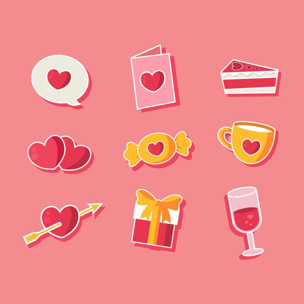 Happy Valentinstag Icon Set vektor