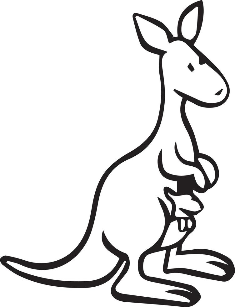 Känguru-Malvorlagen niedliche Cartoon-Zeichnung-Illustration kostenloser Download vektor