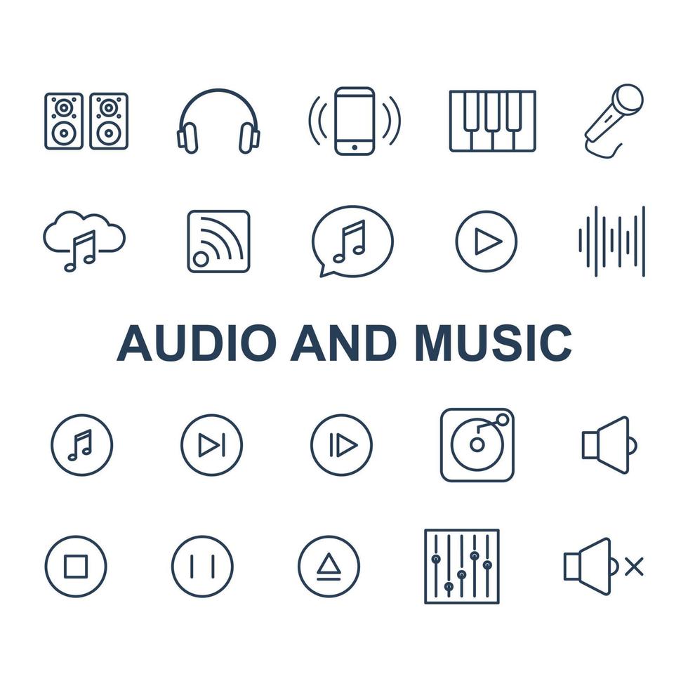 ljud och musik för webb, presentation, logotyp, ikonsymbol vektor