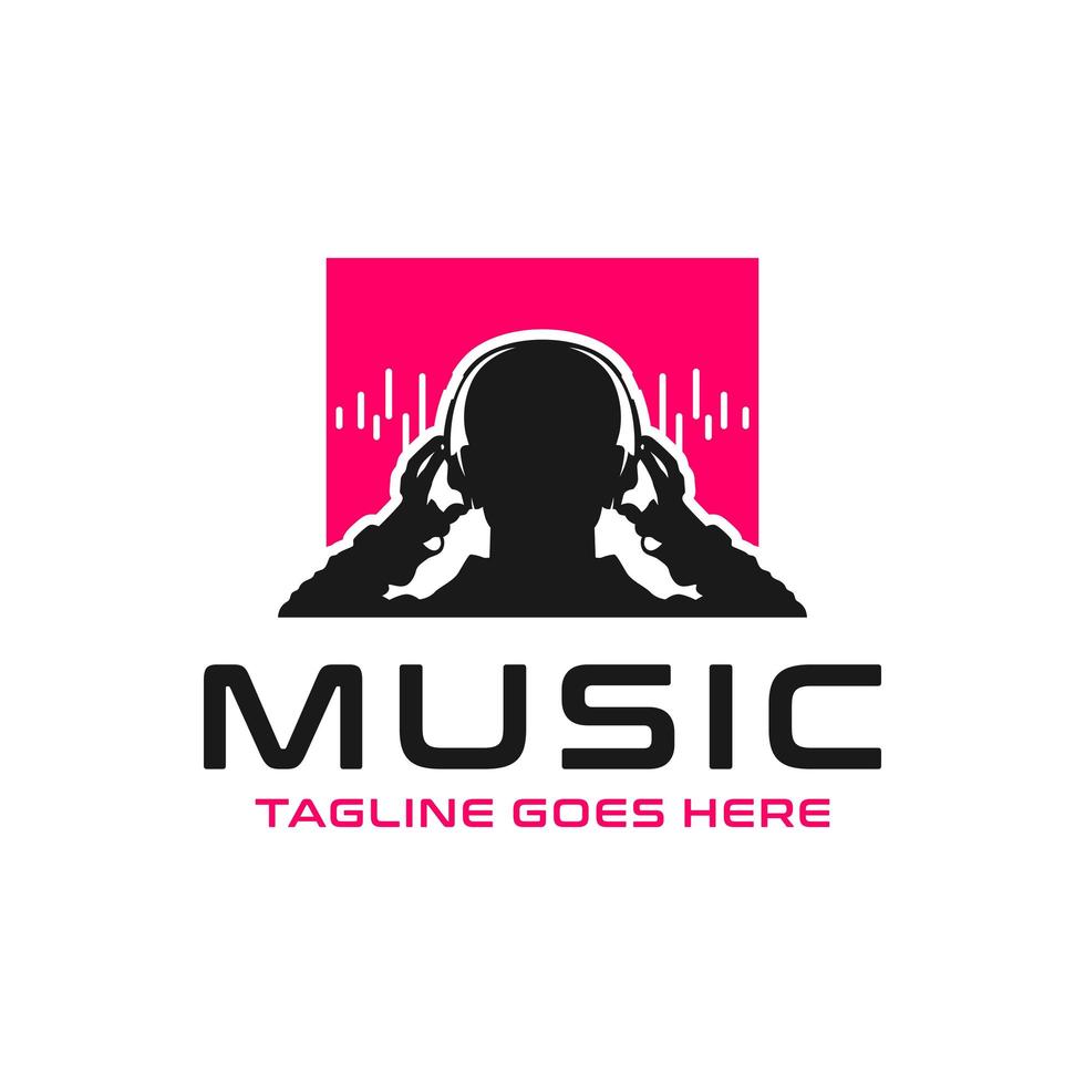 logotyp lyssnar på musik med ett headset vektor