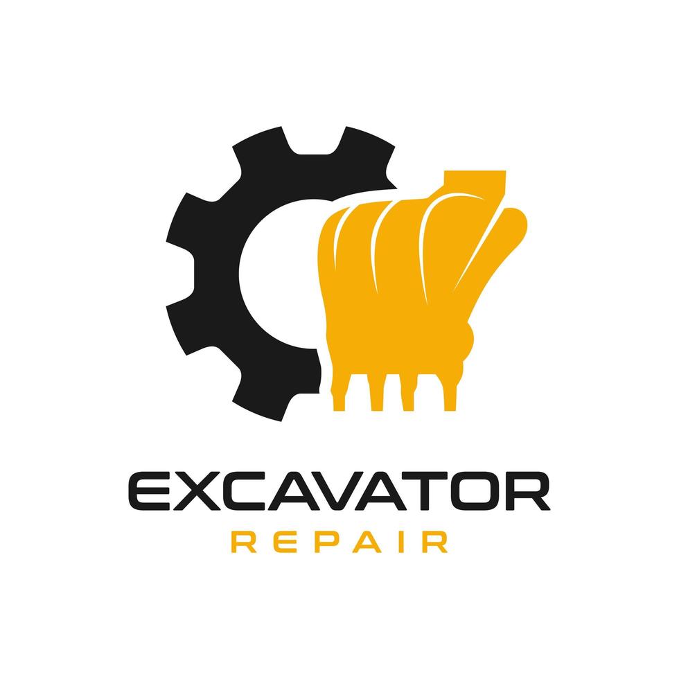 design av logotyp för reparation av grävmaskinsmotor vektor
