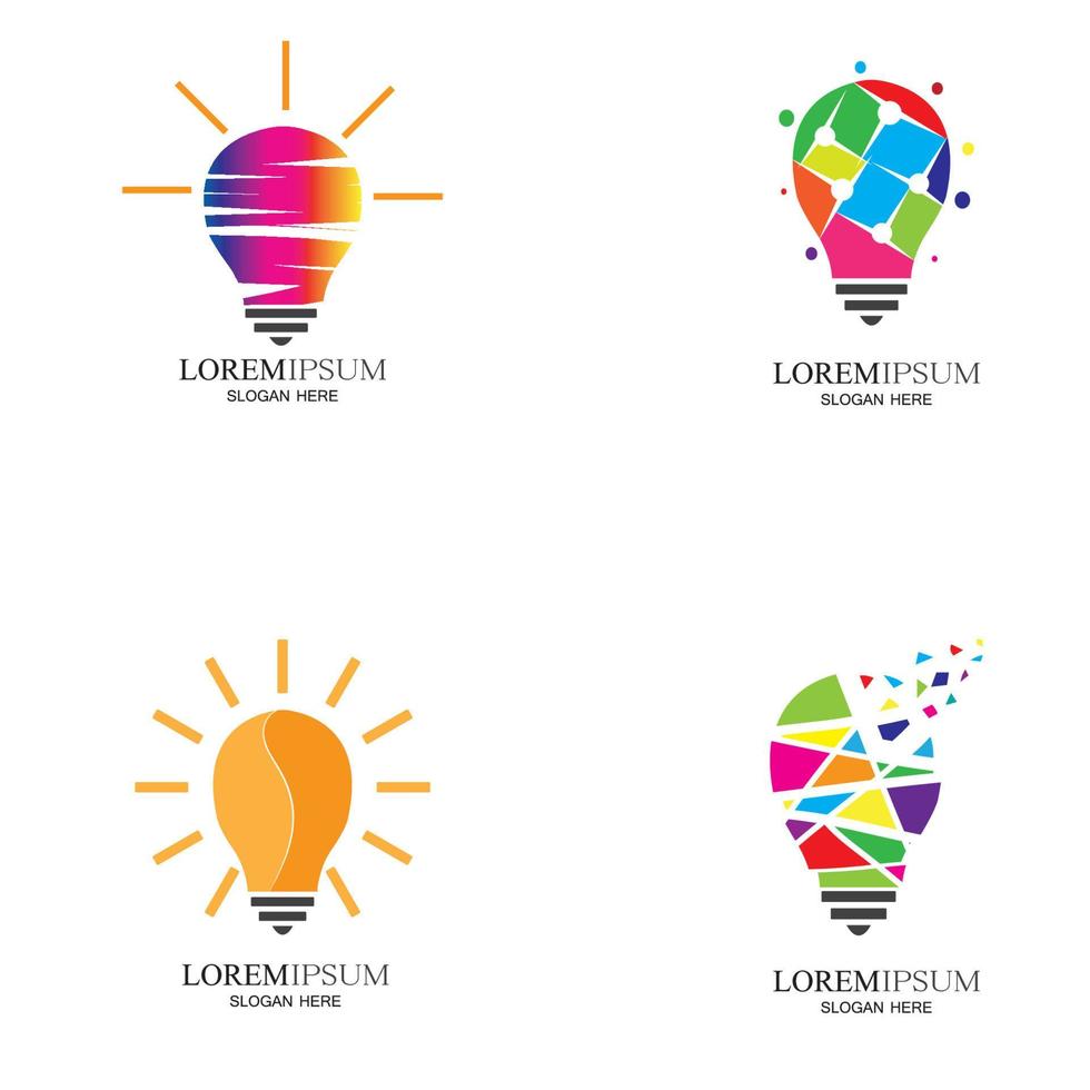 färgglada glödlampa logotyp design koncept kreativ ikon symbol teknologi logotyp glödlampa logotyp design vektor