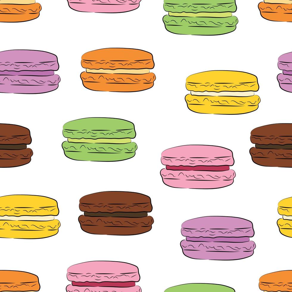 seamless mönster med färgglada macaroon cookies vektor