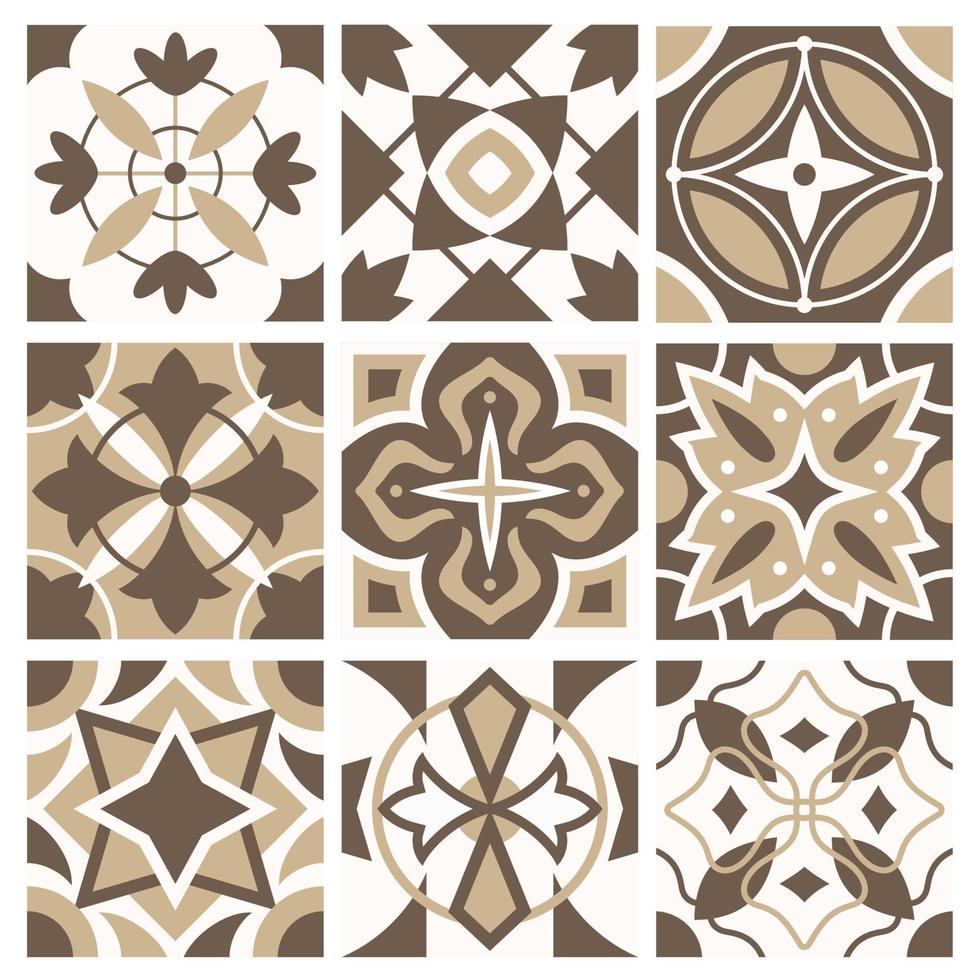 uppsättning av bruna keramiska plattor mönster vektor