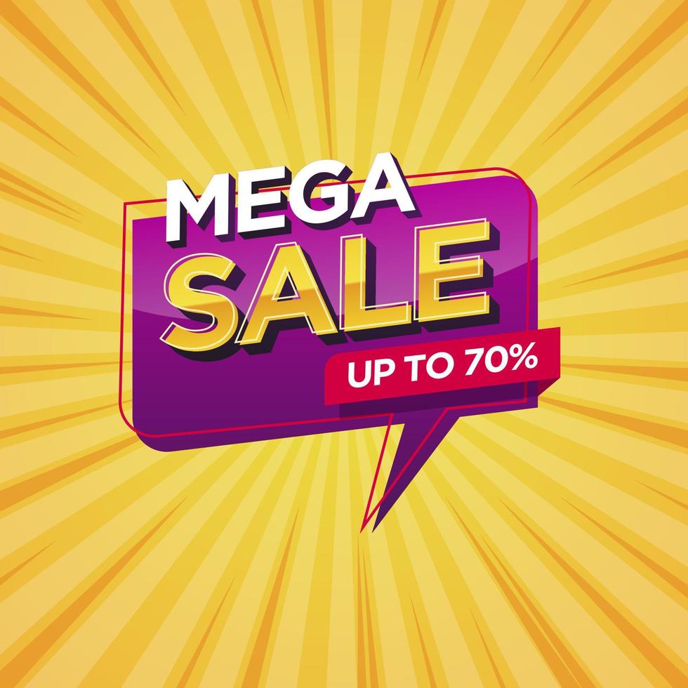 Mega Sale Banner Design Template Vector Illustration