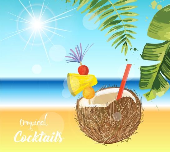 Tropisches Cocktail Sommerferien Abbildung. vektor