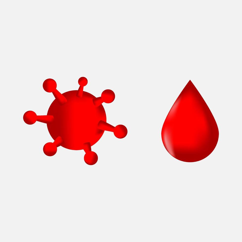 Vektorillustration von Blut und Virus mit 3D-Effekt vektor