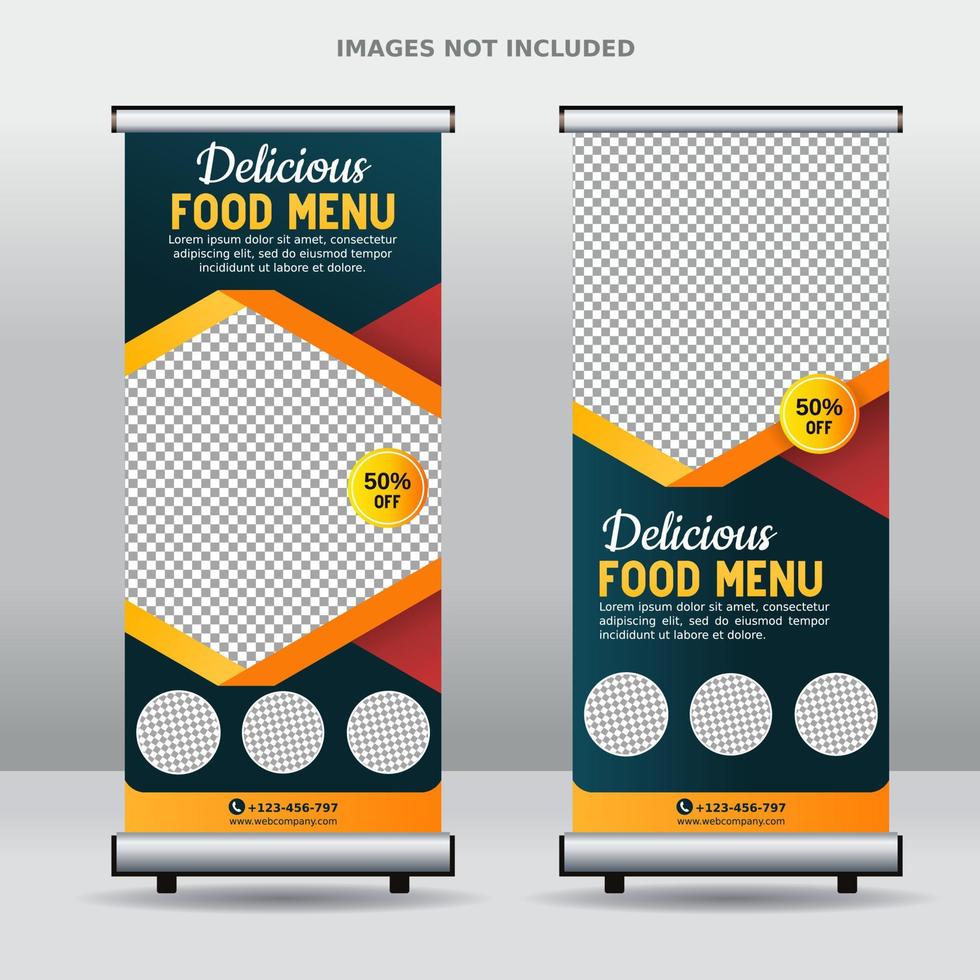 Vorlage für das Design von Business-Bannern für Lebensmittel aufrollen vektor