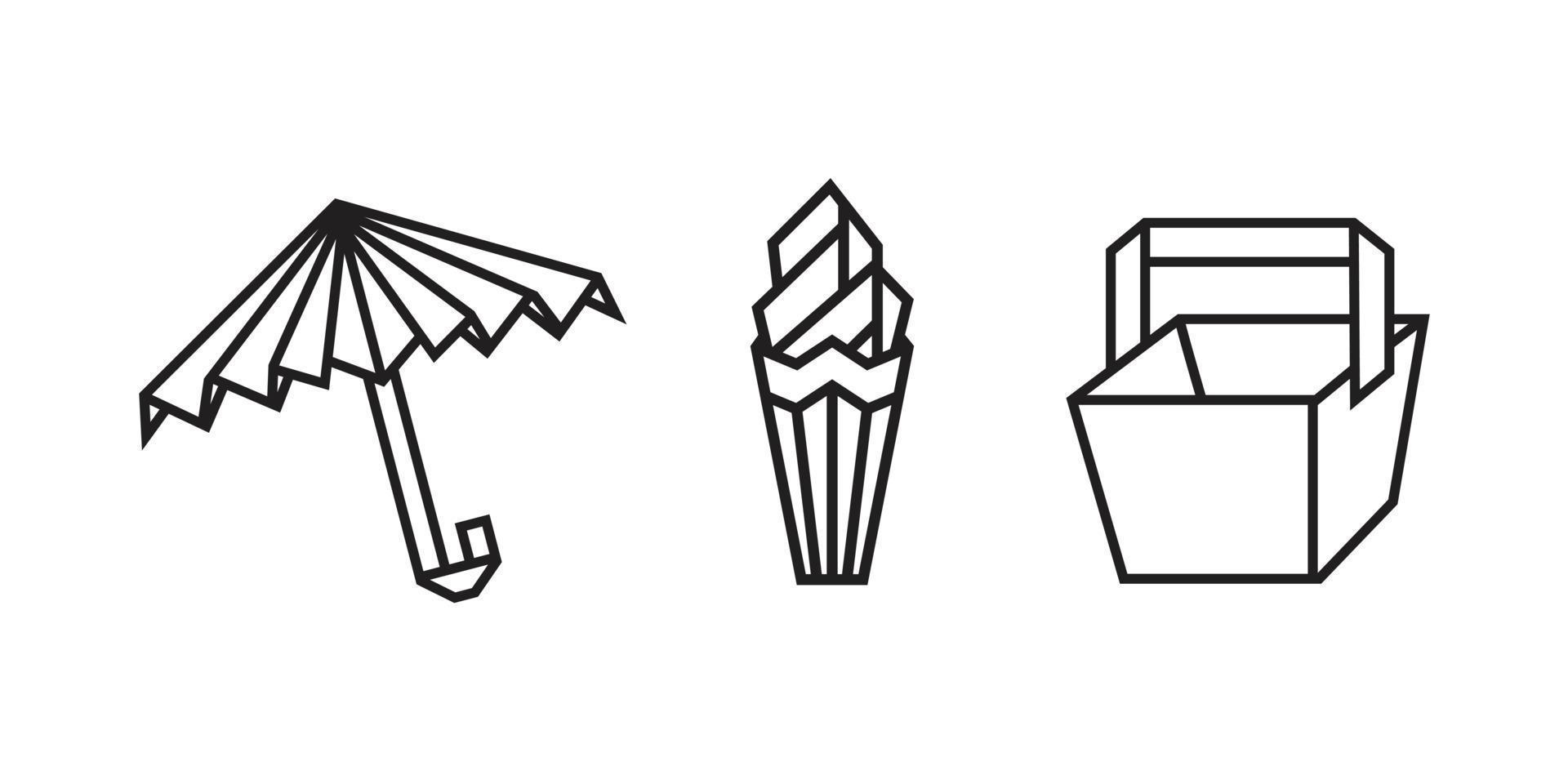 Illustrationen für Urlaubssachen im Origami-Stil vektor