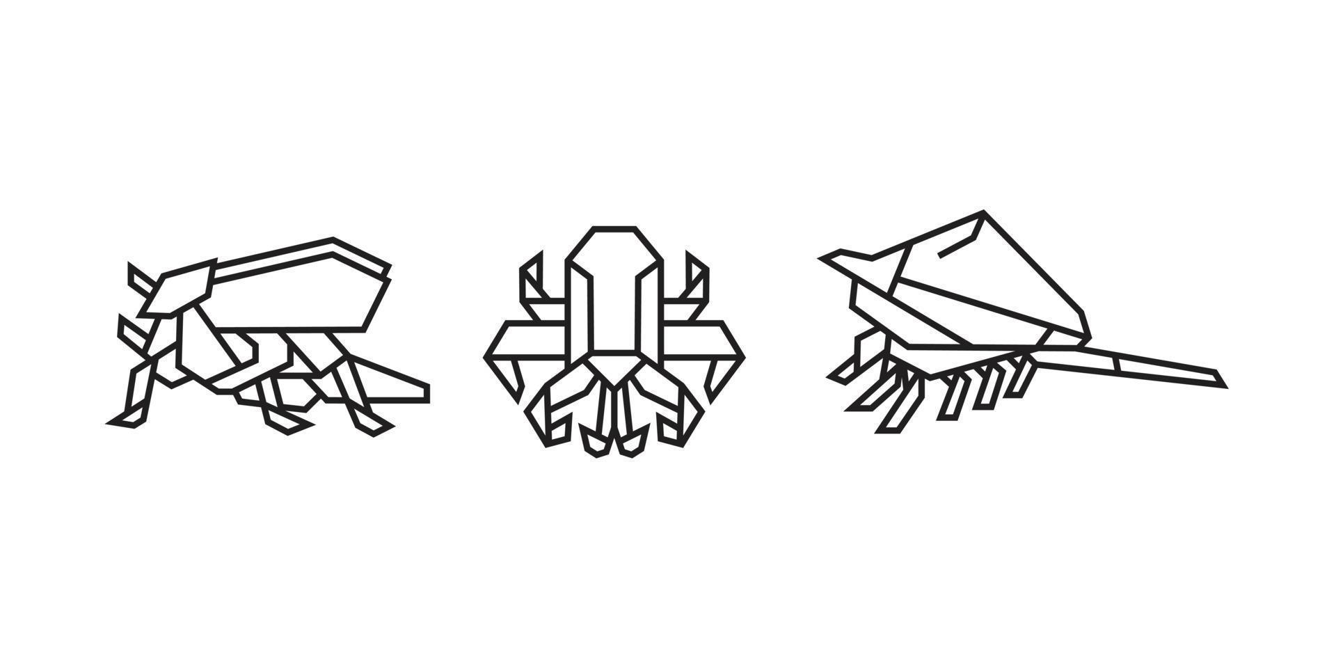 insektsillustrationer i origami stil vektor