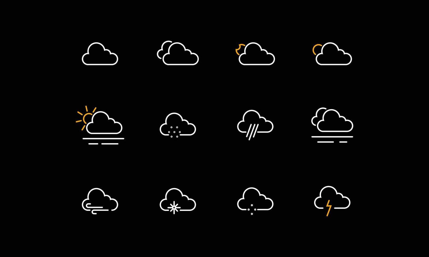 bewölkte Symbole für die Wettervorhersage vektor