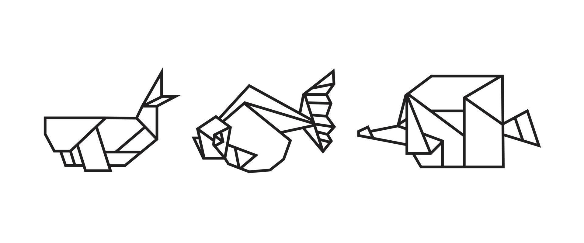 Fischillustrationen im Origami-Stil vektor