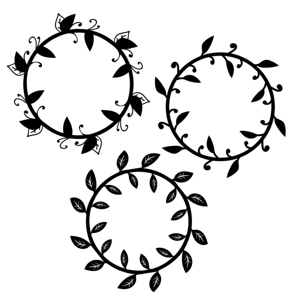 Reihe von floralen runden Rahmen isoliert auf weißem Hintergrund. vektor
