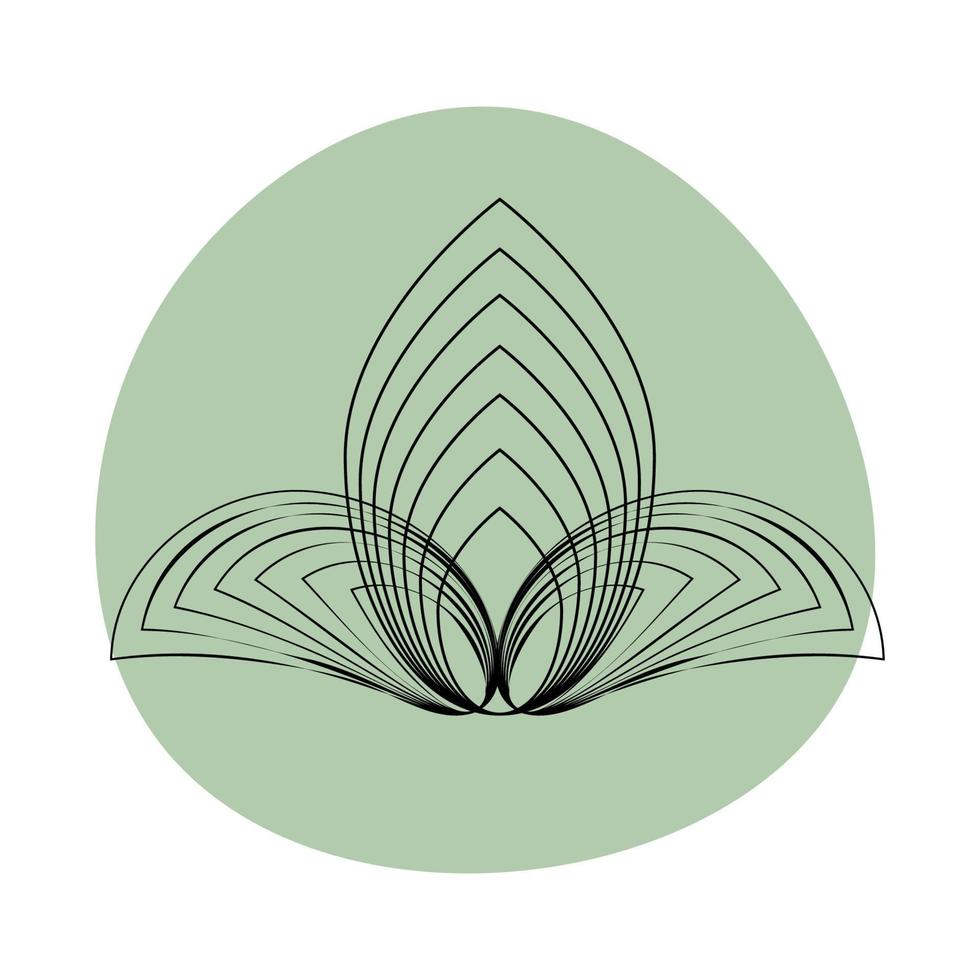 Blume der Linien auf einem grünen Kreis auf weißem Hintergrund vektor