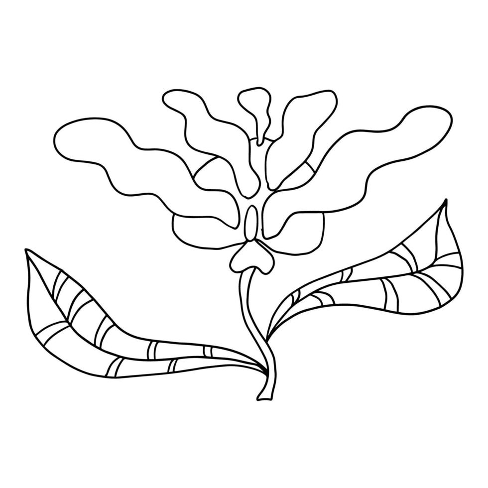 süße bunte Fantasy-Doodle-Cartoon-Blume isoliert auf weißem Hintergrund. vektor