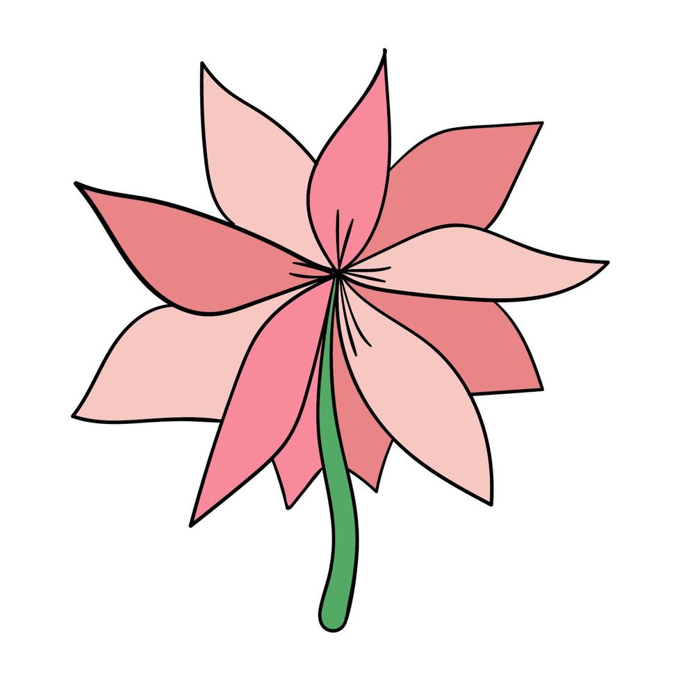Cartoon-Doodle-Blume isoliert auf weißem Hintergrund. Blumensymbol. vektor
