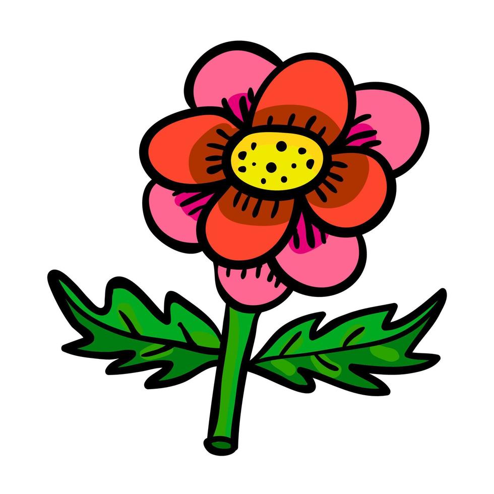 Cartoon Doodle Fantasy-Blume isoliert auf weißem Hintergrund. vektor