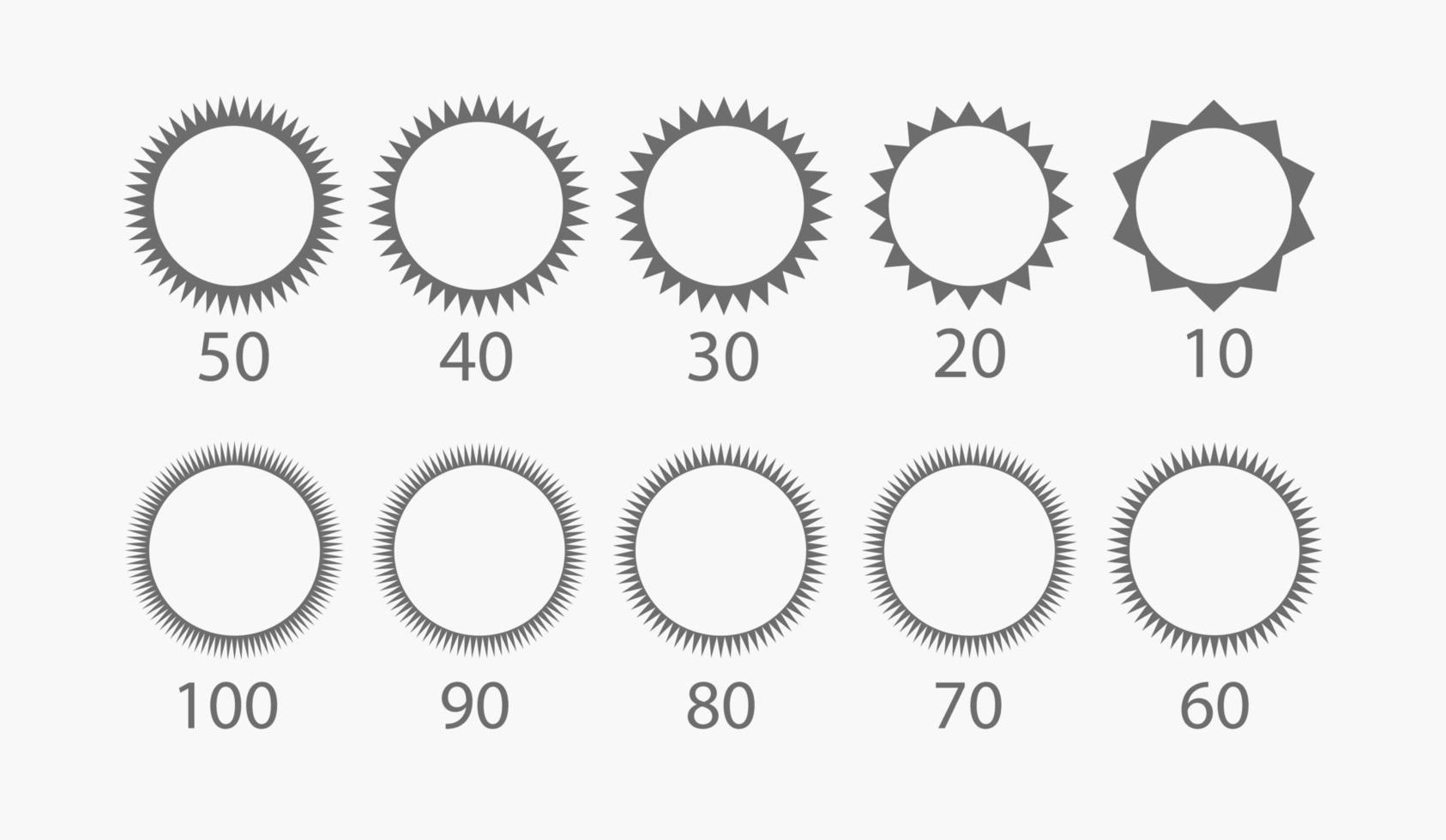 samling av kantiga ramar, cirkulära former, vektorlogoelement, ikoner, etc vektor