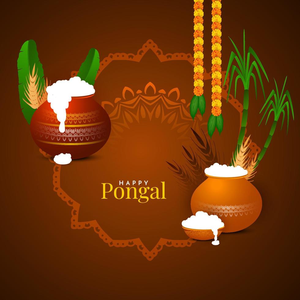 glad pongal traditionell festival firande bakgrundsdesign vektor