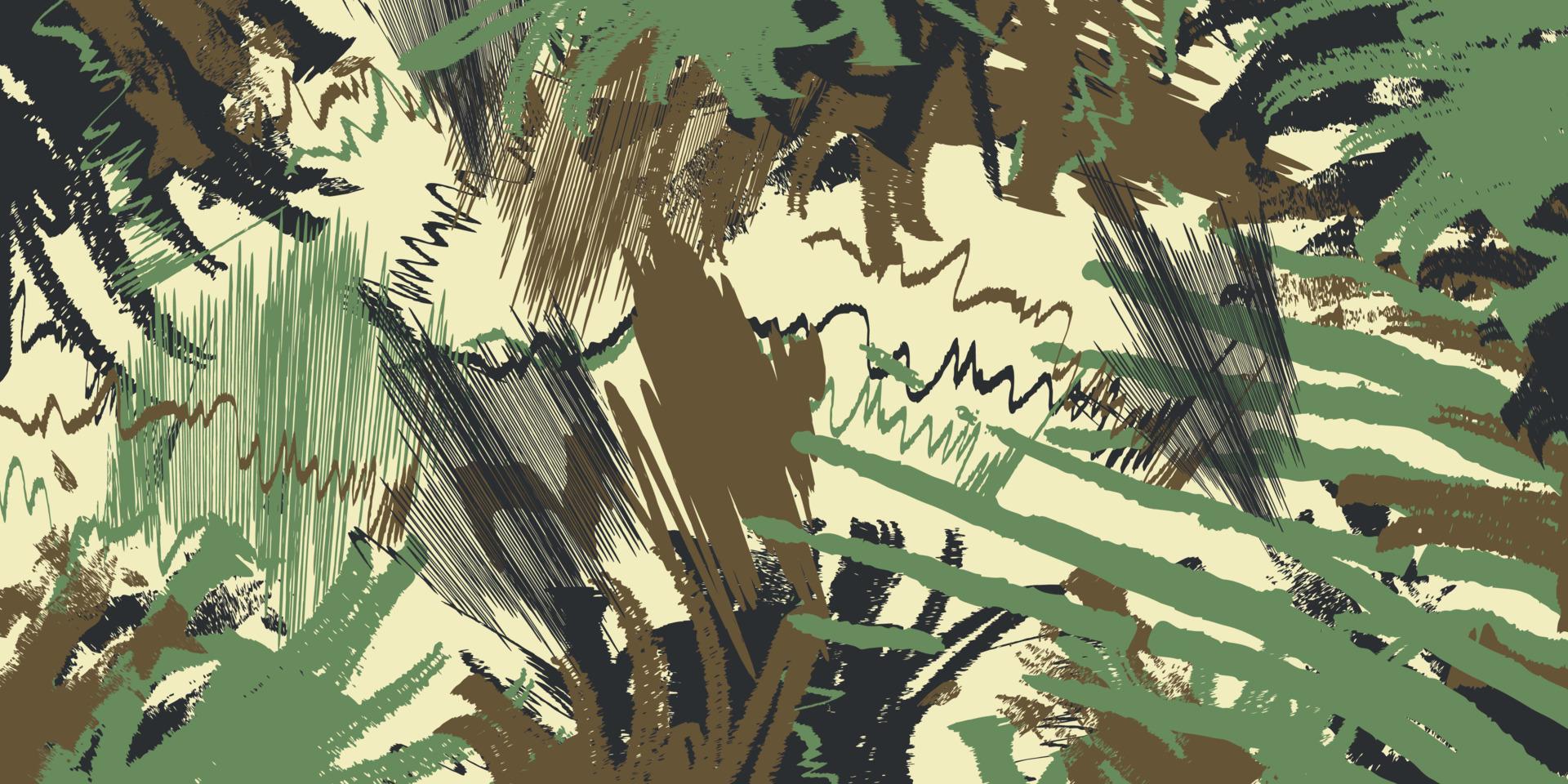 abstrakt konst skogsmark djungel kamouflage ränder sömlösa mönster militär bred bakgrund vektorillustration vektor