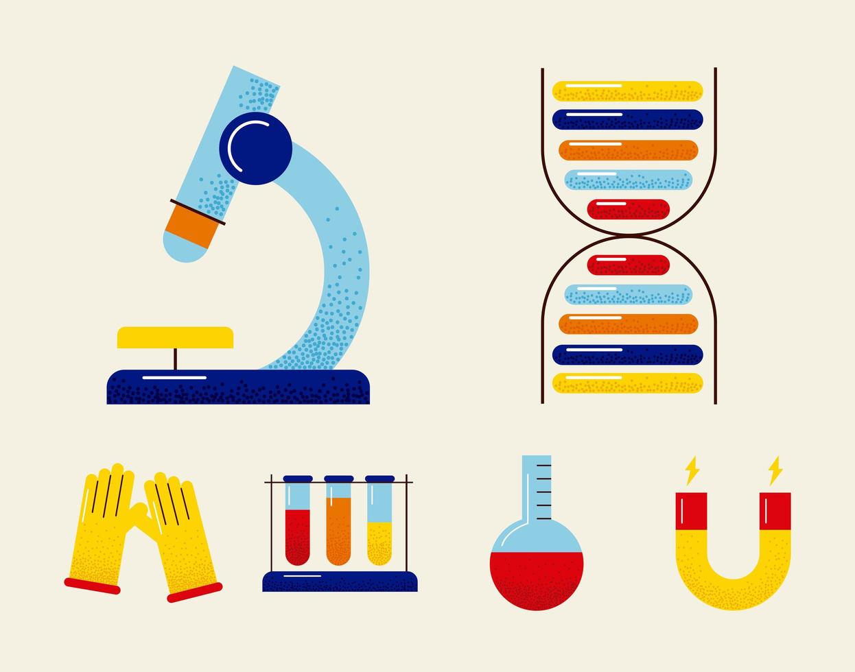 sechs DNA-Studiensymbole vektor