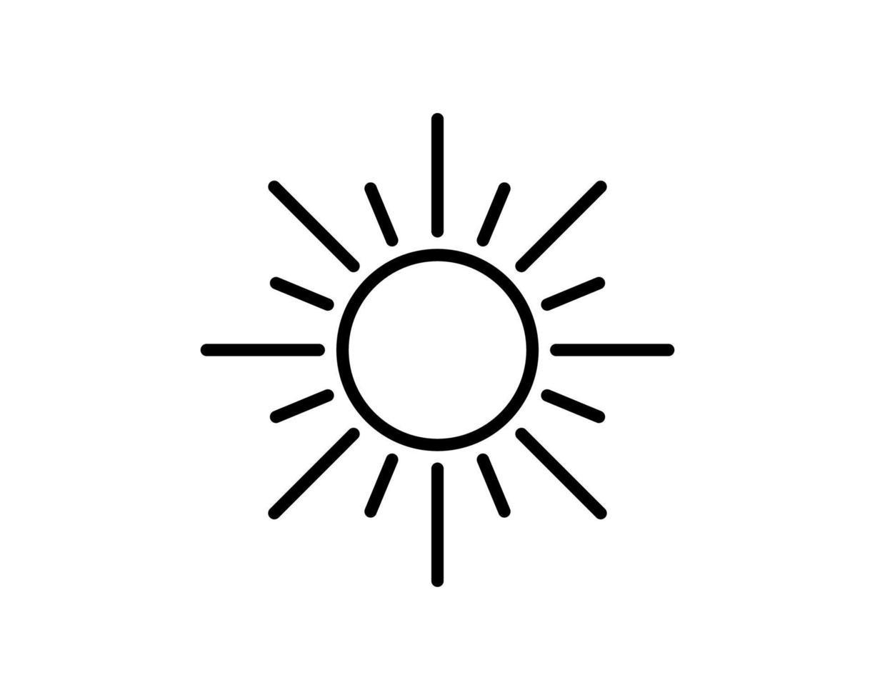 Sonne flach Symbol. einzelnes hochwertiges Umrisssymbol des Frühlings für Webdesign oder mobile App. Dünne Linienzeichen der Sonne für Designlogo, Visitenkarte usw. Umrisspiktogramm der Sonne vektor