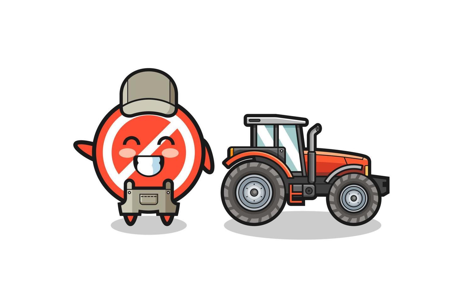 stoppskylten bondmaskot som står bredvid en traktor vektor