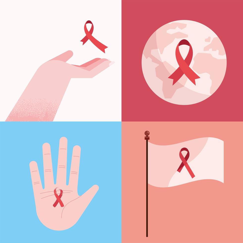 vier Welt-Aids-Tag-Symbole vektor