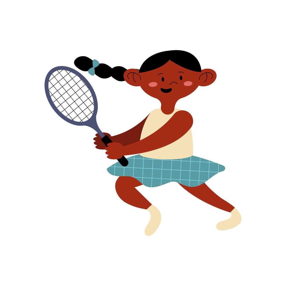 Afro-Mädchen, die Tennis üben vektor