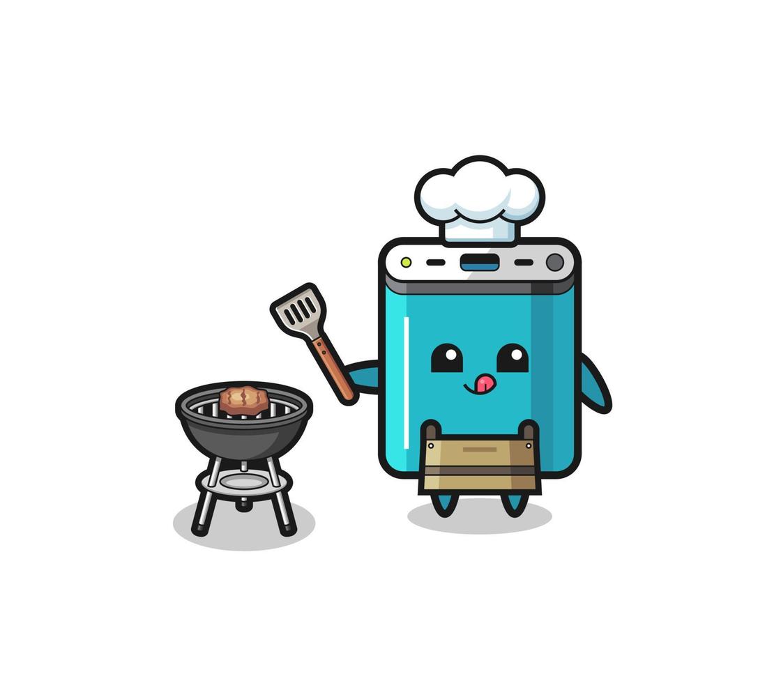 Powerbank-Barbecue-Koch mit Grill vektor