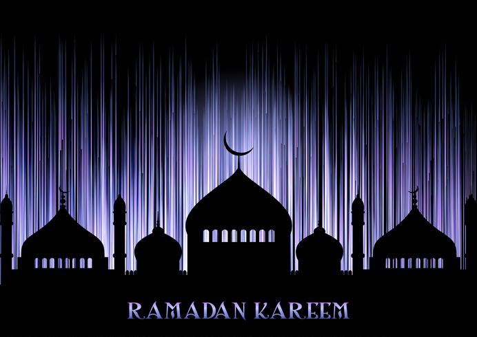 Ramadan Kareem-Hintergrund mit Moscheenschattenbildern vektor