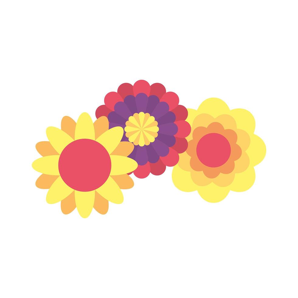 blommor och löv trädgård ikon vektor