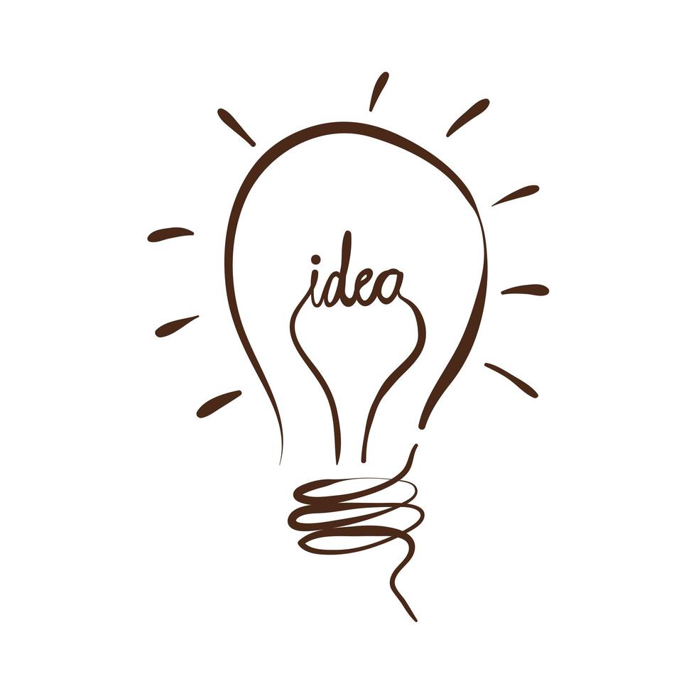 Glühbirne und Ideenwort vektor