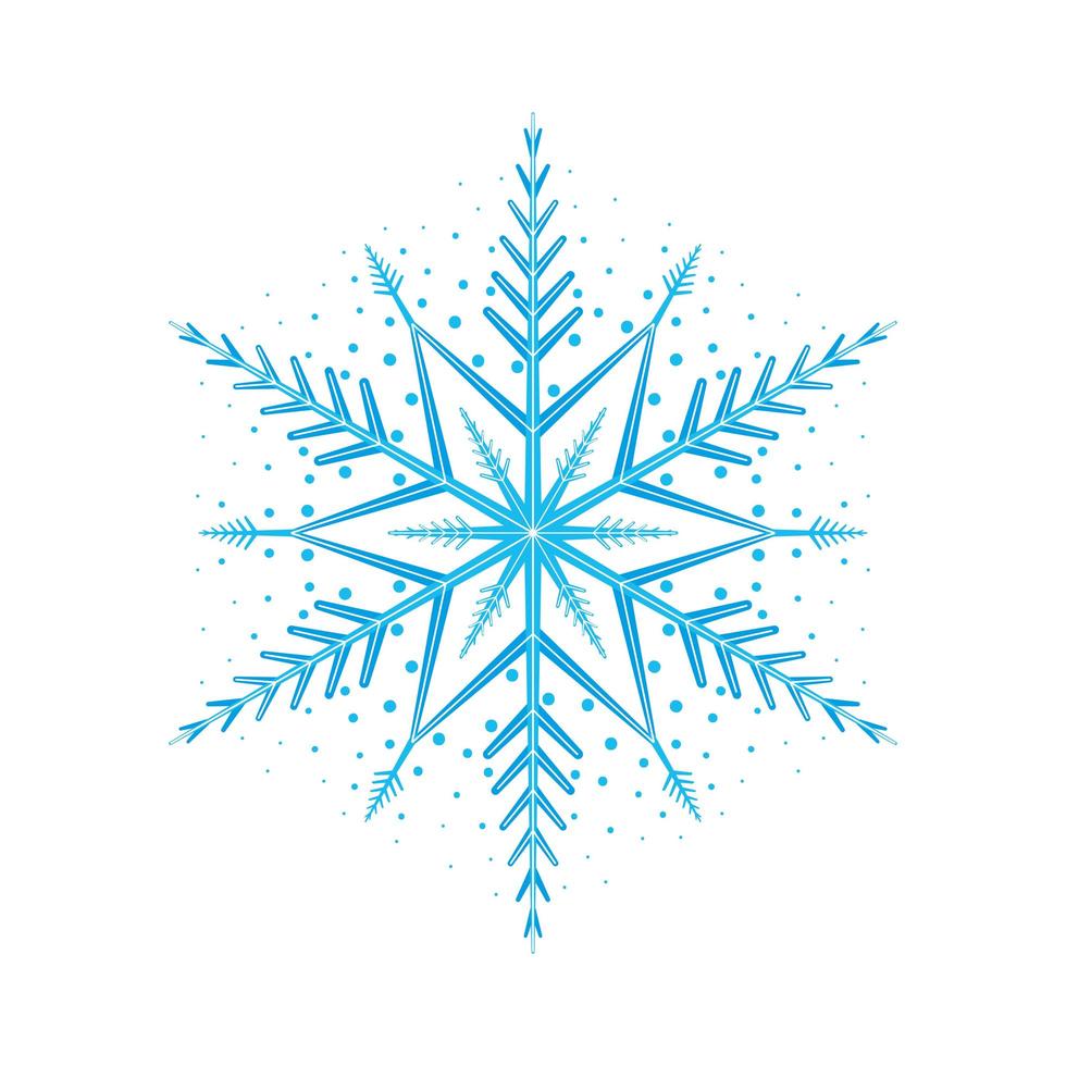 blå snöflinga december dekoration vektor