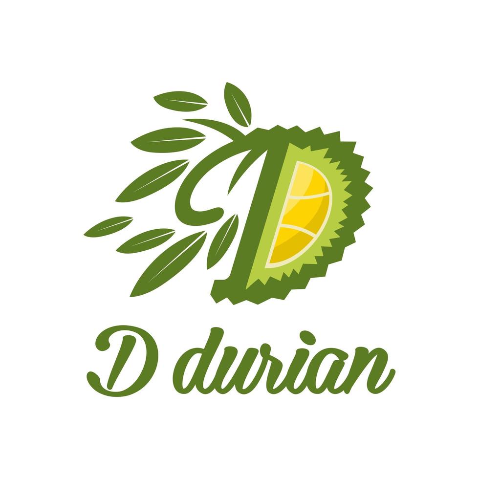 initial logotyp d durian frukt vektor