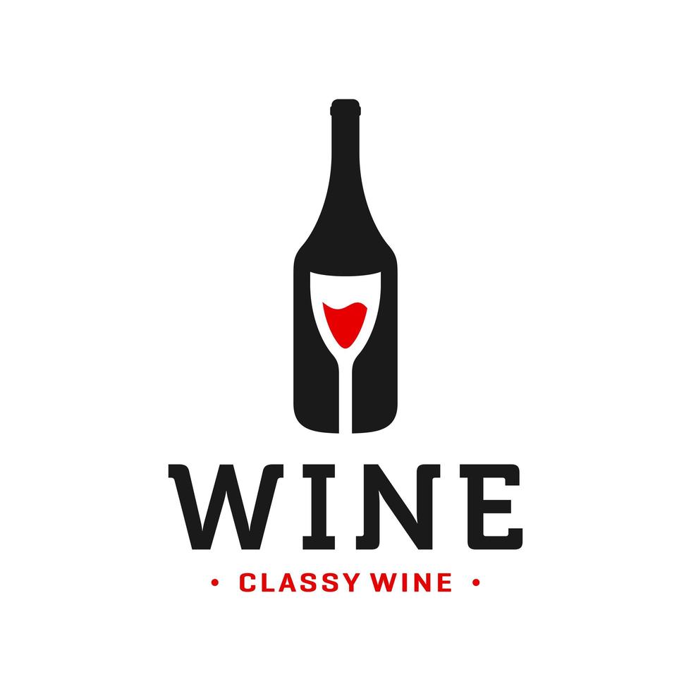 vinflaska och glas logotyp vektor