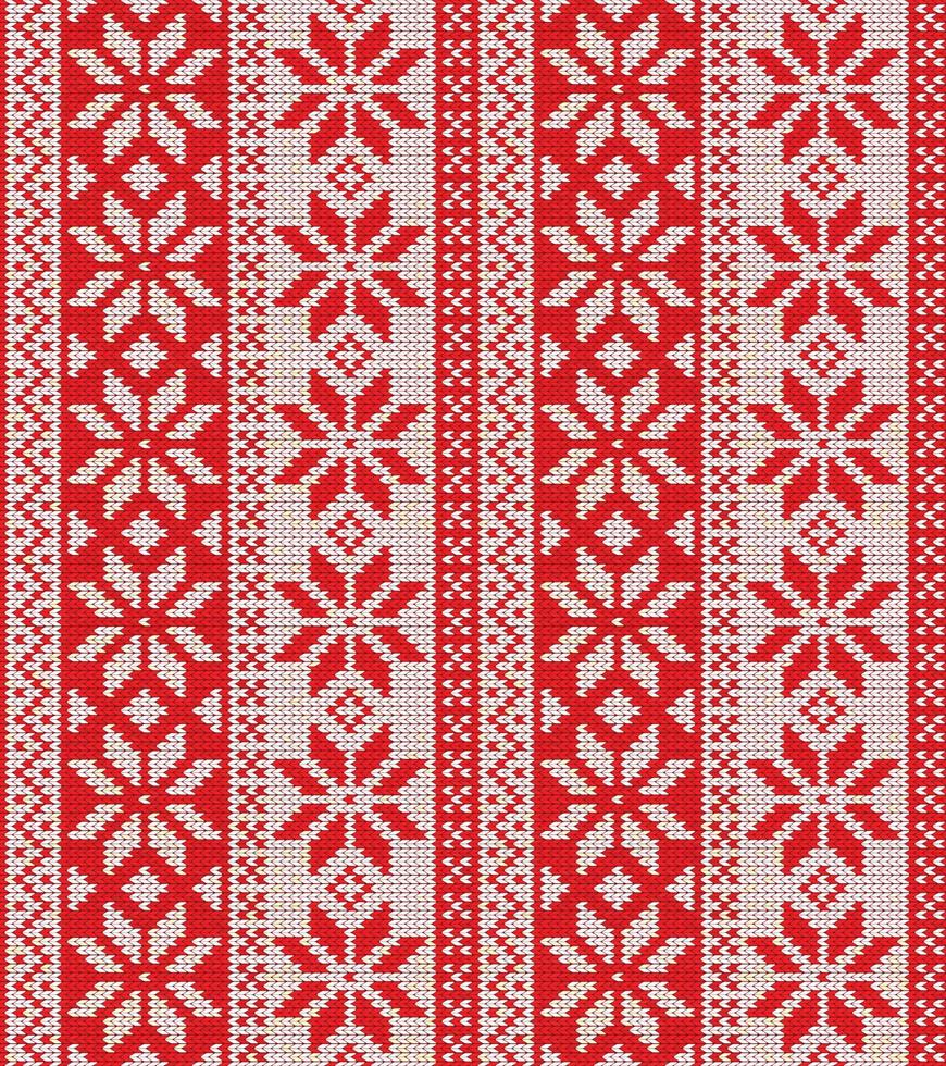 jul seamless mönster prydnad på ull stickad konsistens. vektor illustration i röd färg